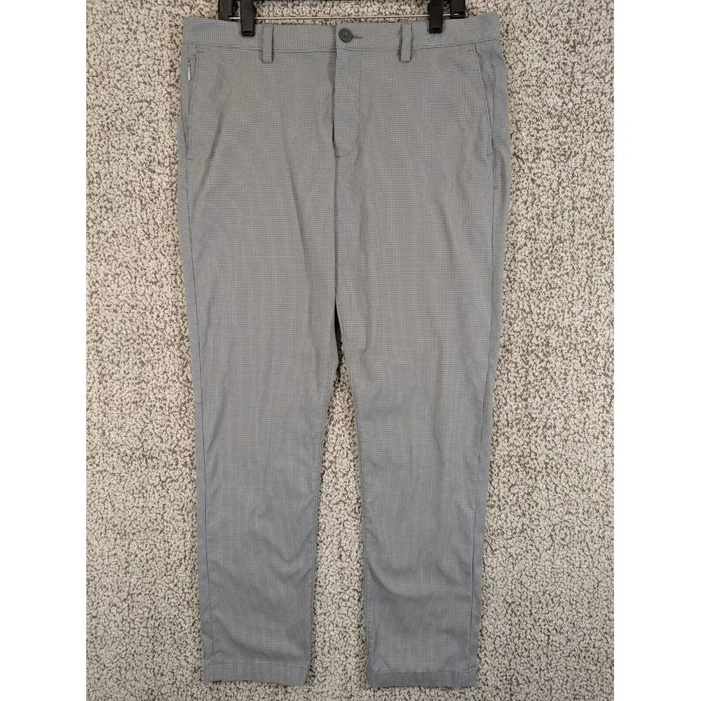 Tommy Bahama Pant Men 35x32 Gray Blue Micro Check Performance Golf Nylon Spandex